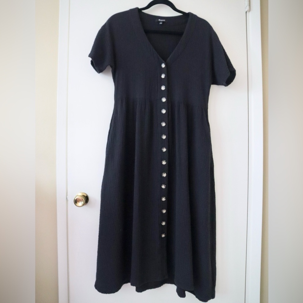 Madewell Lightspun Button-Front Midi Dress